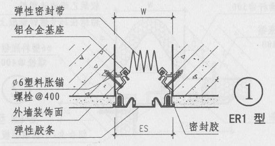 橡膠嵌平外墻變形縫做法ER1